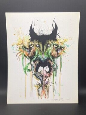 Alex Pardee Signed Owlex 8" X 10" Fine Art Print Handmade Alien Owl Autographed